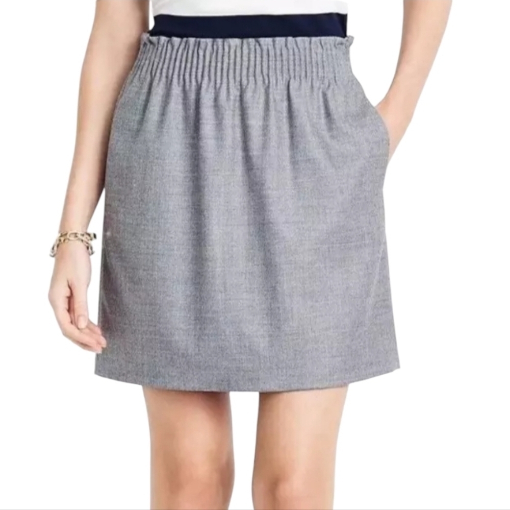 J.Crew Womens Gray Wool Blend Elastic Waist Mini Skirt Size 2‎